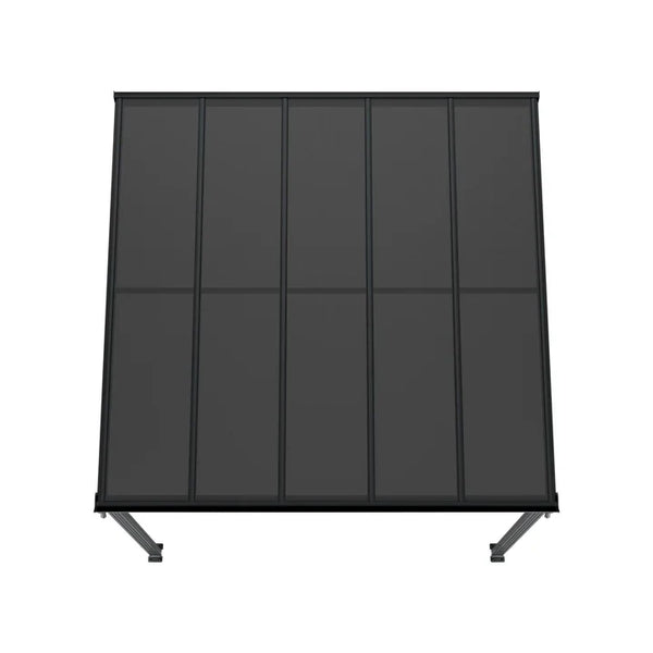 Aluminium Terrassendach Borneo 3x3m mit Doppelsteg-Platten in dunkelgrau