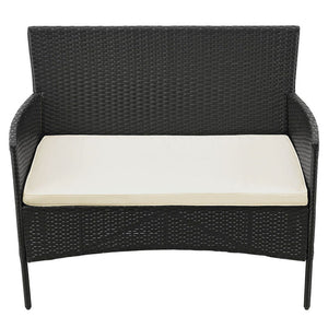 Polyrattan Sitzgruppe Fort Myers schwarz und cremeweiss Bezüge