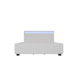 LED Polsterbett Lyon mit Bettkasten 140 x 200 cm - weiss