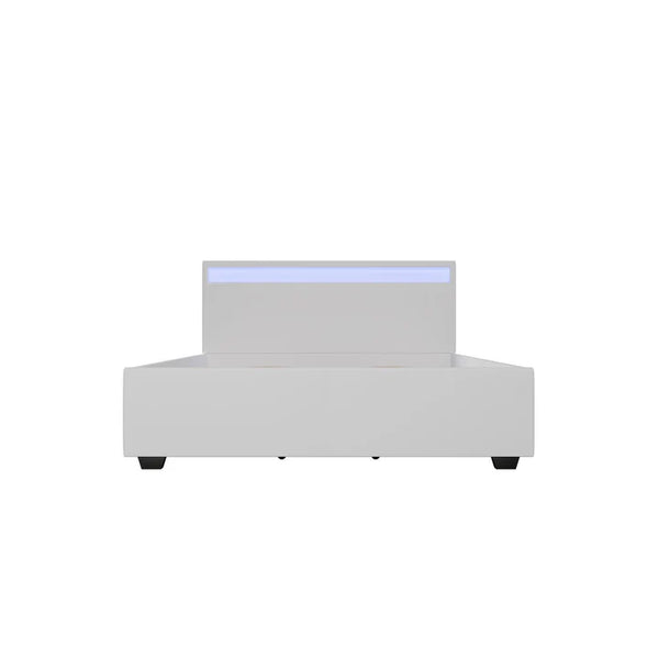 LED Polsterbett Lyon mit Bettkasten 140 x 200 cm - weiss