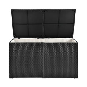 Polyrattan Auflagenbox Ikaria schwarz mit Deckel 950 Liter