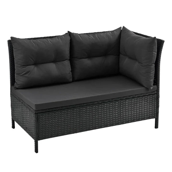 Polyrattan Lounge Manacor Gartenmöbel-Set Schwarz/Grau
