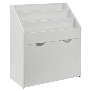 Kinder Bücherregal Weiss aus Holz 3 Fächer + 1 Kiste