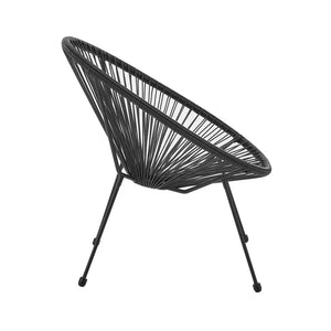 Balkonmöbel Set Ostana 3-teilig Schwarz Sitzgruppe im Retro-Design mit Tisch & 2 Sesseln