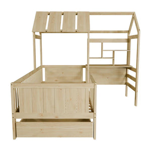 Kinderbett Yari mit Tisch und Stuhl Natur