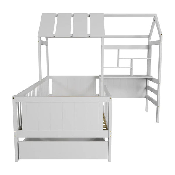 Kinderbett Yari mit Tisch und Stuhl Weiss