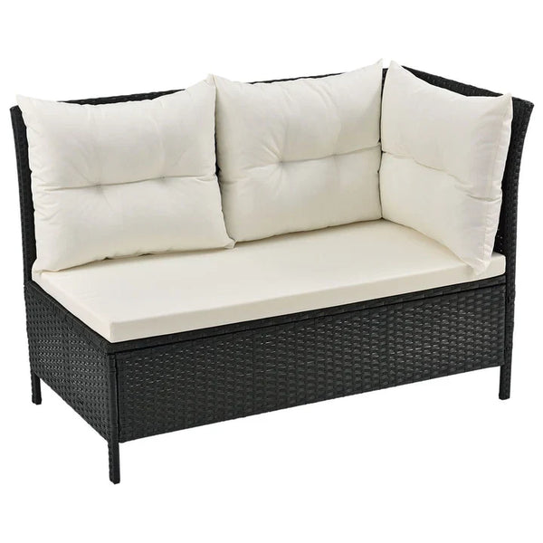 Polyrattan Lounge Manacor Gartenmöbel-Set Schwarz/Creme