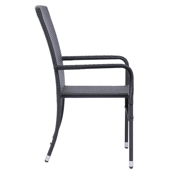 Polyrattan Gartenstühle Yoro 4er Set Schwarz
