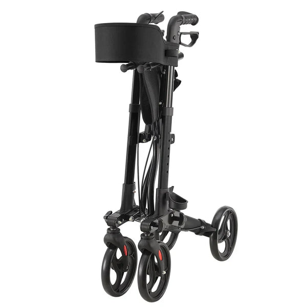 Aluminium Rollator Vital klappbar mit Sitzfläche & Einkaufstasche in schwarz