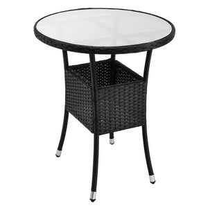 3-tlg Polyrattan Sitzgarnitur Balkon Set Bayamo schwarz / grau