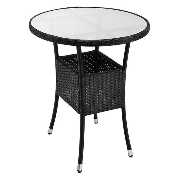 3-tlg Polyrattan Sitzgarnitur Balkon Set Bayamo schwarz / grau