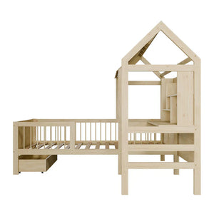 Kinderbett Yari mit Tisch und Stuhl Natur