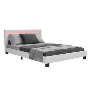 LED Polsterbett Paris 140 x 200 cm mit Lattenrost weiss