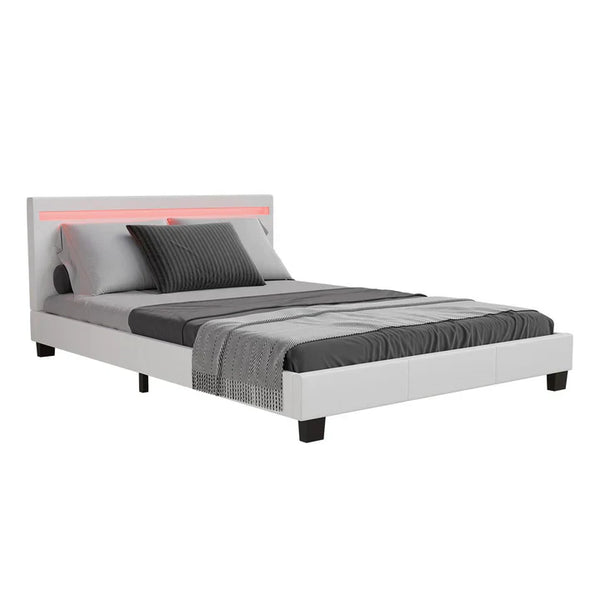 LED Polsterbett Paris 140 x 200 cm mit Lattenrost weiss