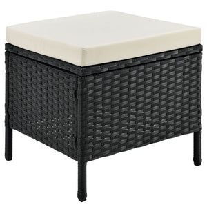 Polyrattan Lounge Manacor Gartenmöbel-Set Schwarz/Creme