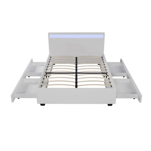 LED Polsterbett Lyon mit Bettkasten 140 x 200 cm - weiss