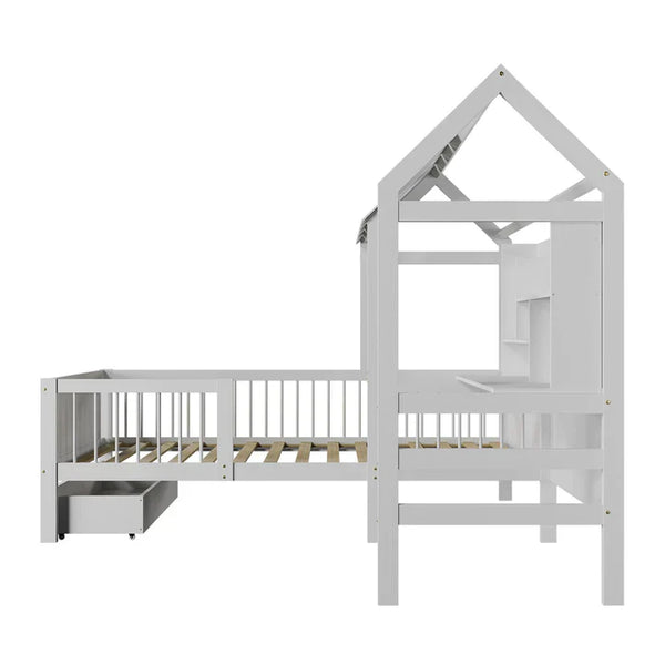 Kinderbett Yari mit Tisch und Stuhl Weiss