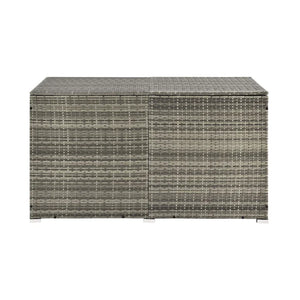 Polyrattan Auflagenbox Ikaria grau mit Deckel 950 Liter