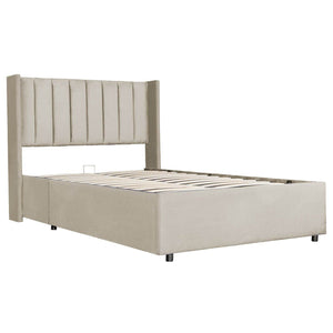 Polsterbett Savona 140x200 cm aus Samt Beige