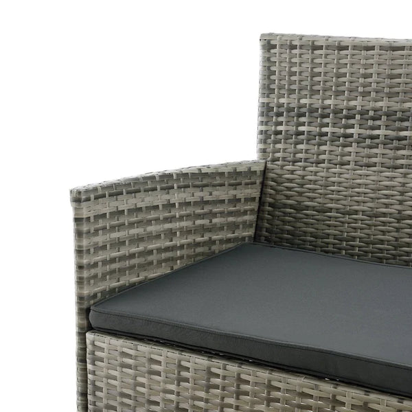 Polyrattan Sitzgruppe Fort Myers grau-meliert und dunkelgraue Bezüge
