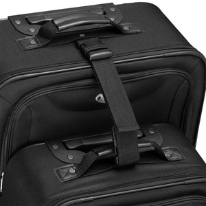 Trolley Kofferset Athen - Schwarz 5-teiliges Set mit 2 Trolleys, Umhänge- und 2 Kosmetiktaschen