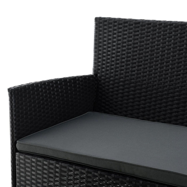 Polyrattan Sitzgruppe Fort Myers schwarz und dunkelgraue Bezüge