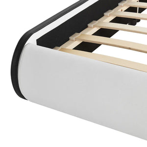 LED Polsterbett Sevilla 140 x 200 cm Lattenrost weiss