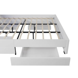 LED Polsterbett Lyon mit Bettkasten 180x200 cm mit Lattenrost weiss