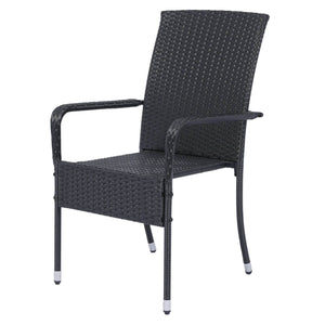 Polyrattan Gartenstühle Yoro 4er Set Schwarz