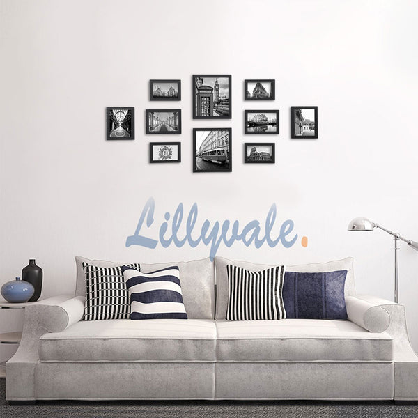 Set di cornici per foto, decorazione da parete, legno decorativo, nero
