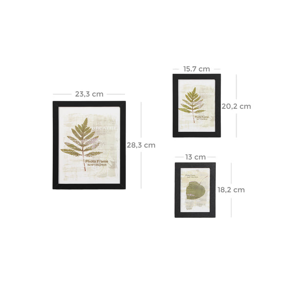 Set di cornici per foto, decorazione da parete, legno decorativo, nero