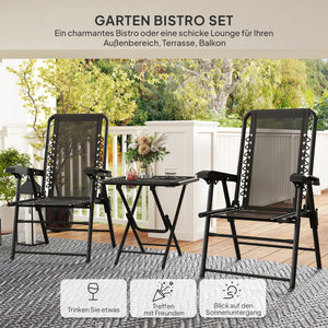 Bistro Set Garten klappbar wetterfest 3-teilig schwarz