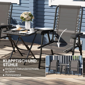 Bistro Set Garten klappbar wetterfest 3-teilig schwarz