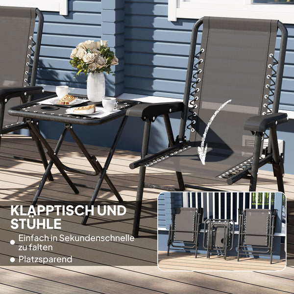 Bistro Set Garten klappbar wetterfest 3-teilig schwarz