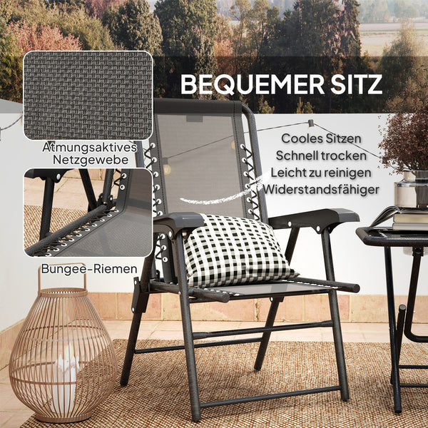 Bistro Set Garten klappbar wetterfest 3-teilig schwarz