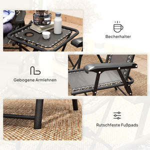 Bistro Set Garten klappbar wetterfest 3-teilig schwarz