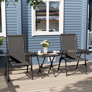 Bistro Set Garten klappbar wetterfest 3-teilig schwarz