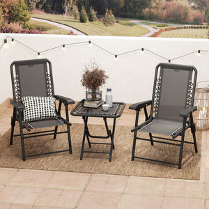 Bistro Set Garten klappbar wetterfest 3-teilig schwarz