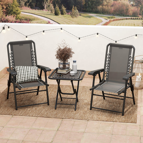 Bistro Set Garten klappbar wetterfest 3-teilig schwarz