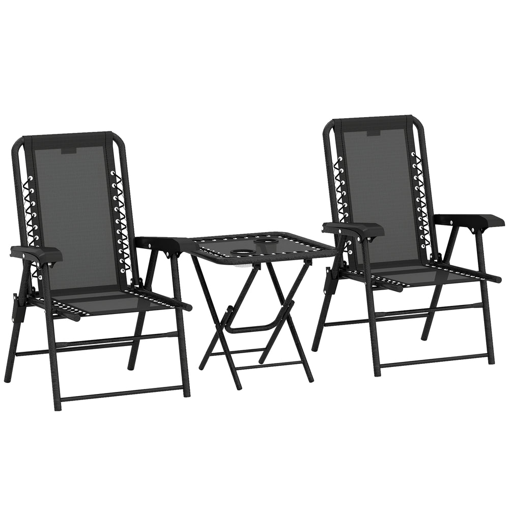 Bistro Set Garten klappbar wetterfest 3-teilig schwarz