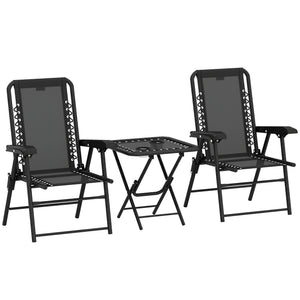 Bistro Set Garten klappbar wetterfest 3-teilig schwarz