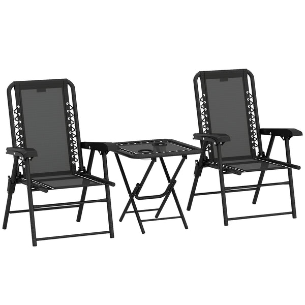Bistro Set Garten klappbar wetterfest 3-teilig schwarz