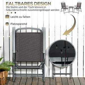 Bistro Set Gartenmöbel klappbar wetterfest 3-teilig Metall braun