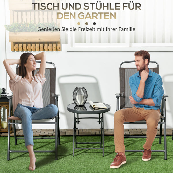 Bistro Set Gartenmöbel klappbar wetterfest 3-teilig Metall braun