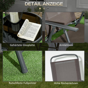Bistro Set Gartenmöbel klappbar wetterfest 3-teilig Metall braun