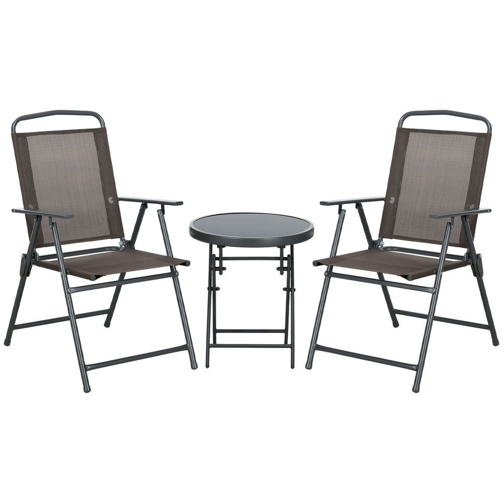 Bistro Set Gartenmöbel klappbar wetterfest 3-teilig Metall braun