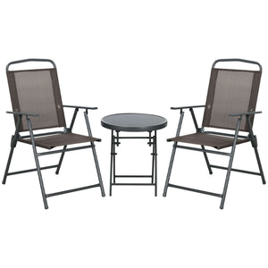 Bistro Set Gartenmöbel klappbar wetterfest 3-teilig Metall braun
