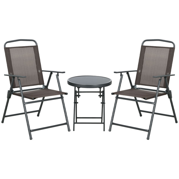 Bistro Set Gartenmöbel klappbar wetterfest 3-teilig Metall braun