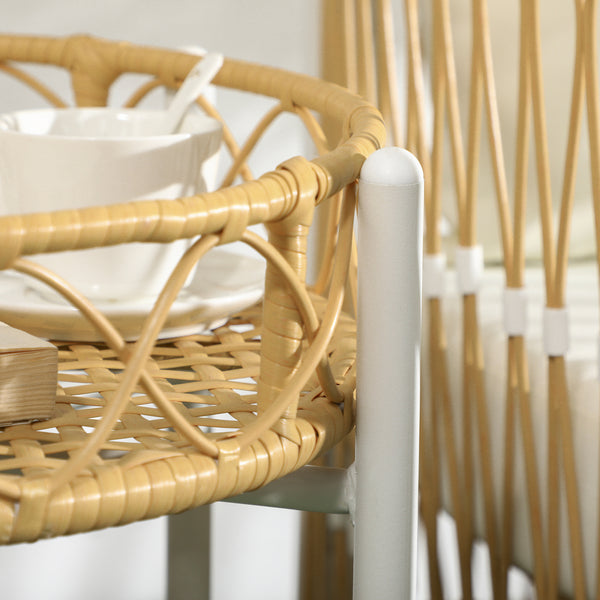 Bistro-Set Gartenmöbel Sitzgruppe Rattan 3-teilig gelb creme