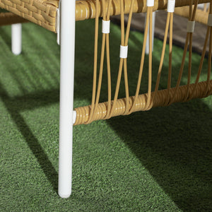 Bistro-Set Gartenmöbel Sitzgruppe Rattan 3-teilig gelb creme